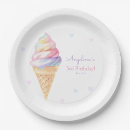 Prato De Papel Placas de festa de aniversário com sorvete doce.