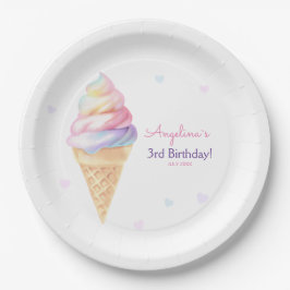 Prato De Papel Placas de festa de aniversário com sorvete doce.