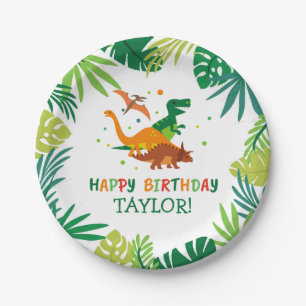 Prato De Papel Placas de Festa de aniversário de dinossauro