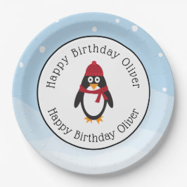 Prato De Papel Placas de festa de aniversário de pinguim para ani