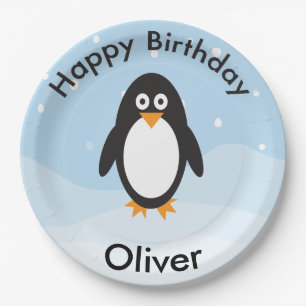 Prato De Papel Placas de festa de aniversário de pinguins para o