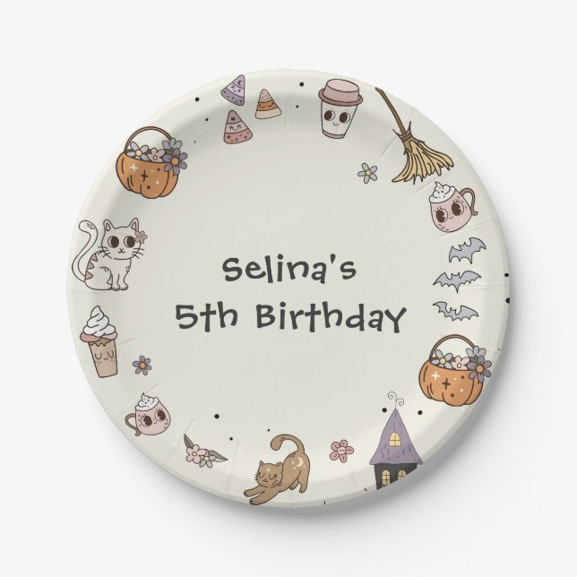Prato De Papel Placas de Festa de aniversário do Fantasma Hallowe (Frente)