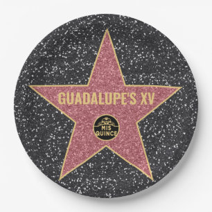 Prato De Papel Placas de Festa de aniversário do Hollywood Star 