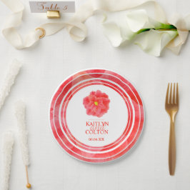 Prato De Papel Placas de festa de casamento floral da camellia ve