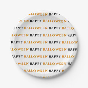 Prato De Papel Placas de festa de Halloween Feliz Laranja Preto