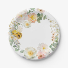 Prato De Papel Placas de festa Floral Bees