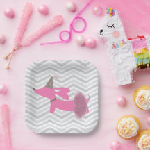 Placas De Festas De Cães Com Lixão Rosa Dachshund