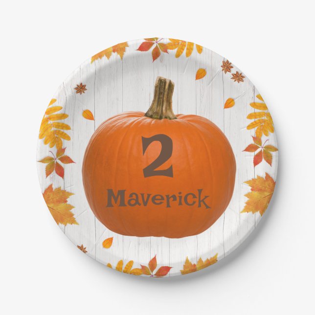 Prato De Papel Placas de Festas de Queda - Abóbora (Frente)