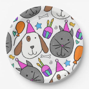 Prato De Papel "Placas de festas para gatos de papoila"