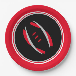 Prato De Papel Placas de futebol artístico preto/Cinza