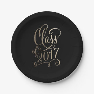 Prato De Papel Placas de graduação de COR EDITÁVEIS do Ano Est