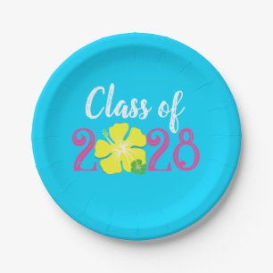 Prato De Papel Placas De Graduação De Luau Tropical Azul