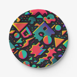 Prato De Papel Placas de Grupo de Tema 80s 90s para Retro abstrat