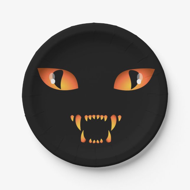 Prato De Papel Placas de Halloween Pretas e Loucas (Frente)