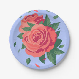 Prato De Papel Placas de namorados rosas rosa em lilás