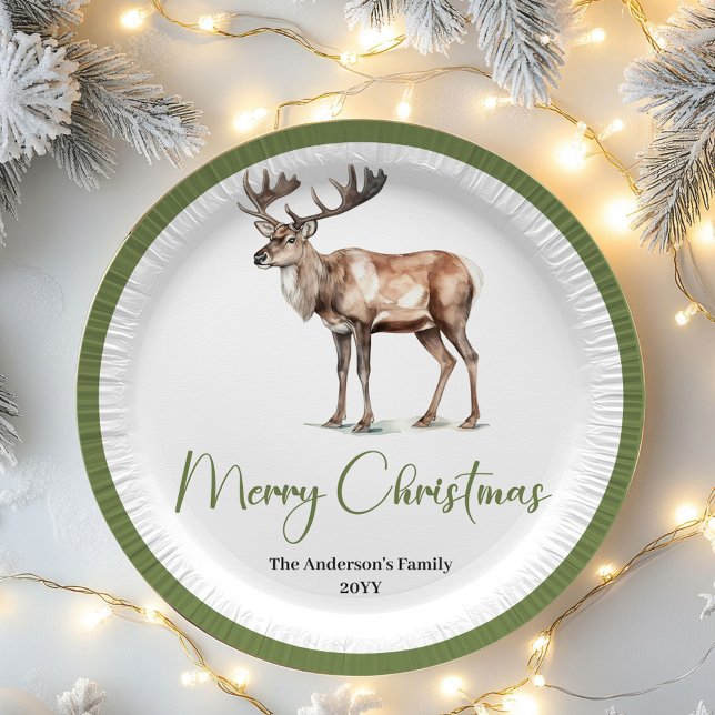 Prato De Papel Placas de Natal com Nome da Família Personalizado  (Minimal Script Christmas Custom Family Name Plates)