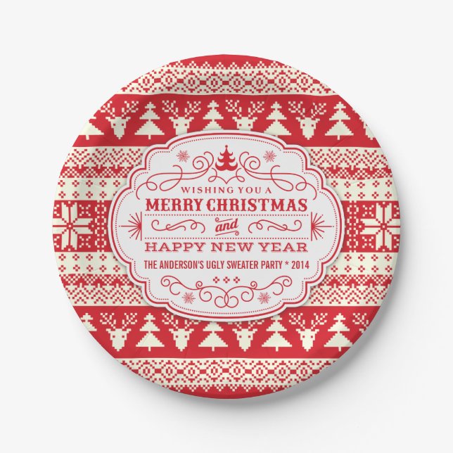 Prato De Papel Placas de Natal de Doce Feio Personalizado (Frente)