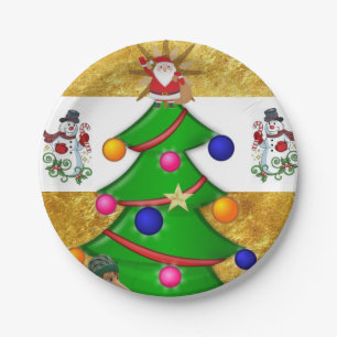 Prato De Papel Placas de Natal, Feliz Snowman de Natal