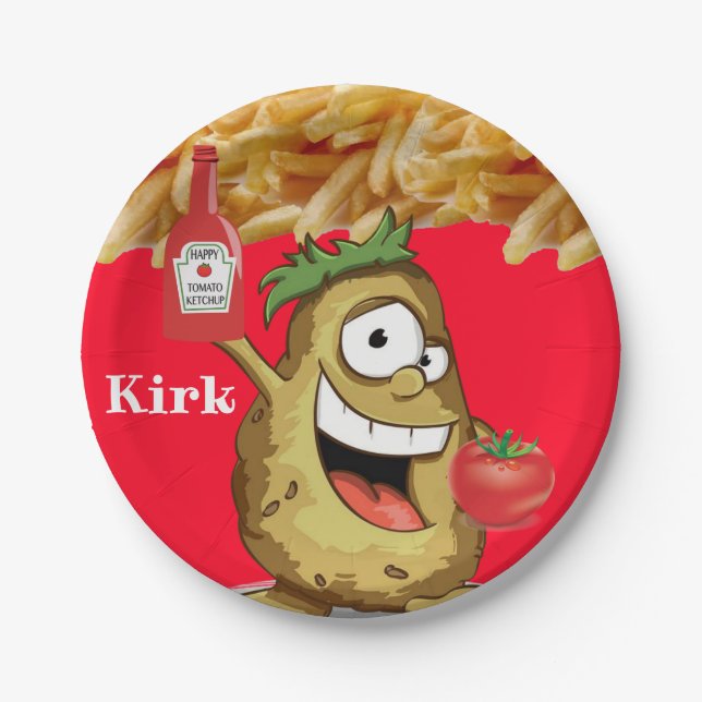 Prato De Papel Placas de Papel, Batata Frita Francesa Ketchup (Frente)