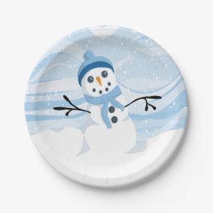 Prato De Papel Placas de papel Bluesy Snowman