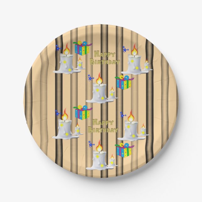 Prato De Papel Placas de papel, boas velas de aniversário (Frente)