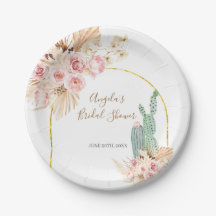 Placas De Papel Boho Cactus Pink