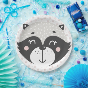 Prato De Papel Placas de papel bonitos do Racoon  