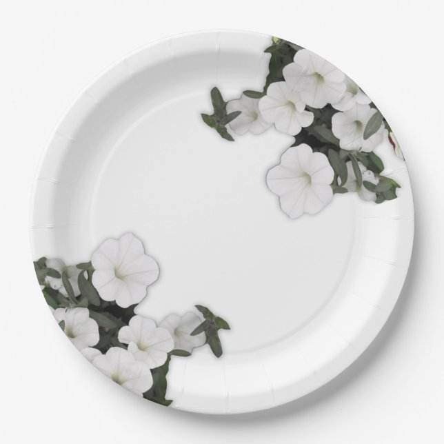 Prato De Papel Placas de papel branco da Petunia (Frente)