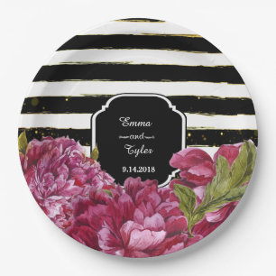 Prato De Papel Placas de papel branco preto-branco, cor-de-rosa,