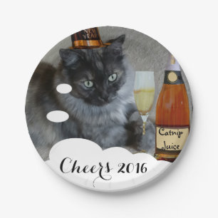 Prato De Papel Placas de papel (cat) de feliz ano novo por RoseWr