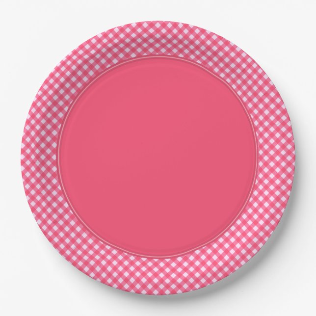 PRATO DE PAPEL PLACAS DE PAPEL CHEX 1-PINK-2 (Frente)
