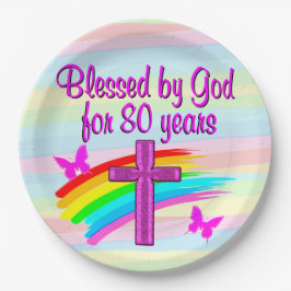 Prato De Papel PLACAS DE PAPEL CHRISTIAN 80 DE ANIVERSÁRIO bonito