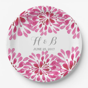 Prato De Papel Placas de papel Chrysanthemum, Cor-de-Água Rosa