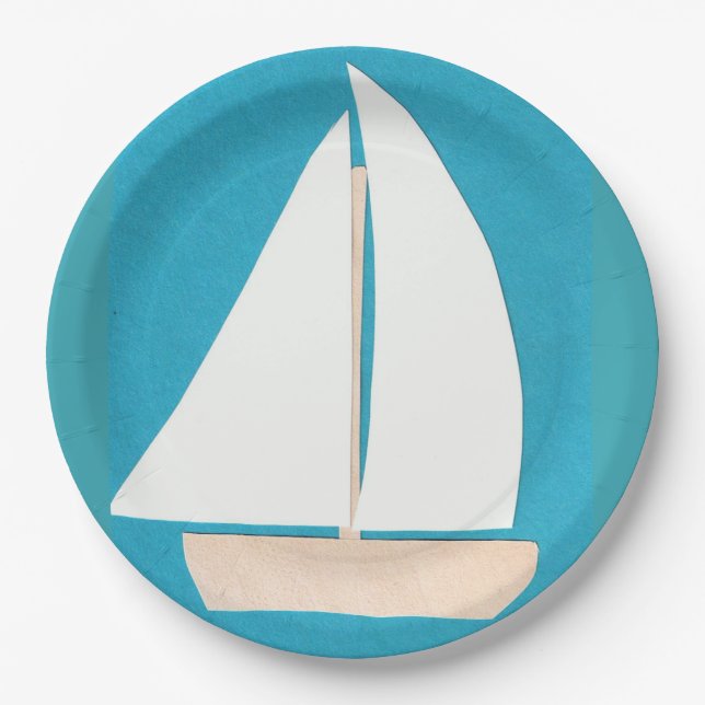 Prato De Papel Placas de papel com Design de veleiro (Frente)