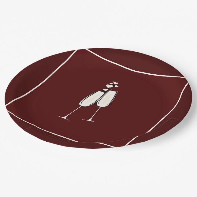 Prato De Papel Placas De Papel Com Óculos De Champanhe (Inclinado)