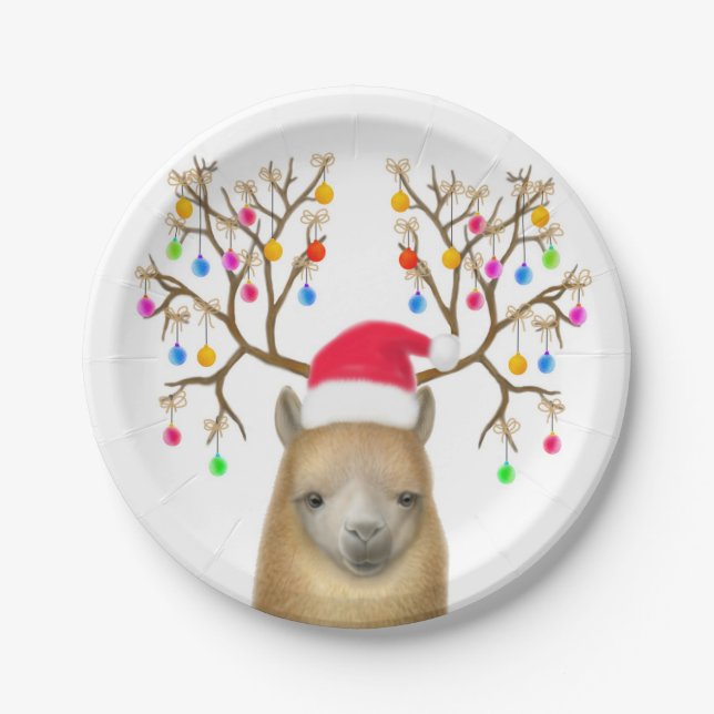 Prato De Papel Placas de papel da alpaca do Natal (Frente)