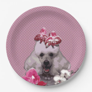 Prato De Papel Placas de papel da caniche cor-de-rosa 9"