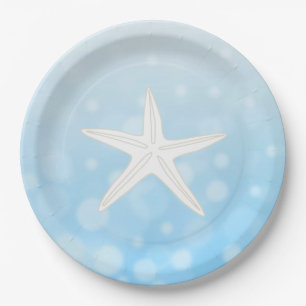 Prato De Papel Placas de papel da estrela do mar temático azul d