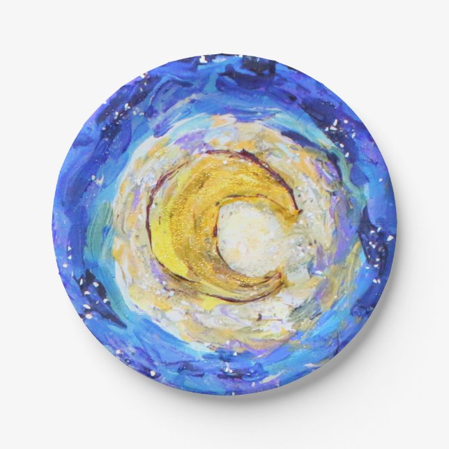 Prato De Papel Placas de papel da lua com brilho (Frente)