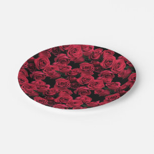 Prato De Papel Placas de papel das rosas vermelhas
