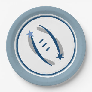 Prato De Papel Placas de papel de 9" Silver Blue & Blue Football