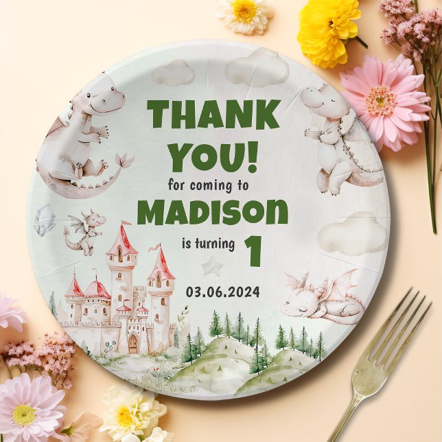 Prato De Papel Placas de papel de aniversário do dragão de cuecas (Criador carregado)