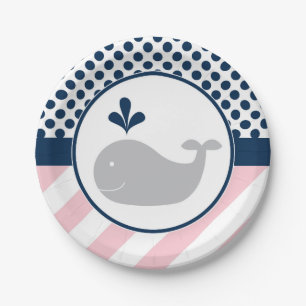 Prato De Papel Placas de papel de baleia rosa