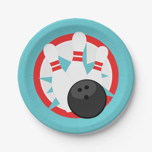 Prato De Papel Placas de papel de Boliche azul-lacrimogêneo (Frente)