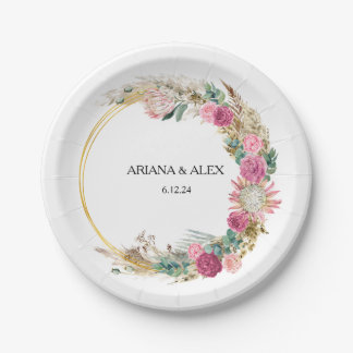 Prato De Papel Placas de Papel de Casamento Eucalyptus Floral