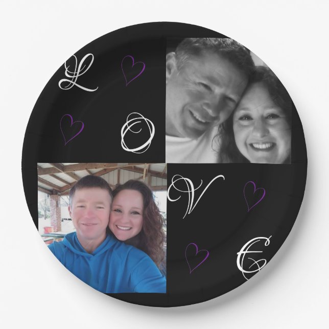 Prato De Papel Placas de Papel de Casamento Personalizadas (Frente)