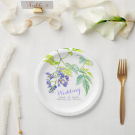 Prato De Papel Placas de papel de casamento roxo de arte botânica