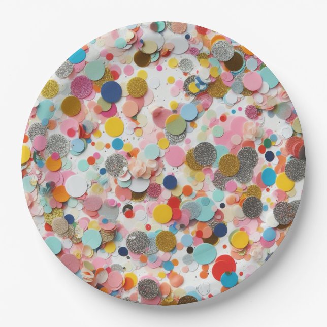 Prato De Papel Placas de papel de Confetti! (Frente)