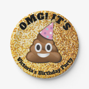 Prato De Papel Placas de papel de Emoji do tombadilho Dourado do