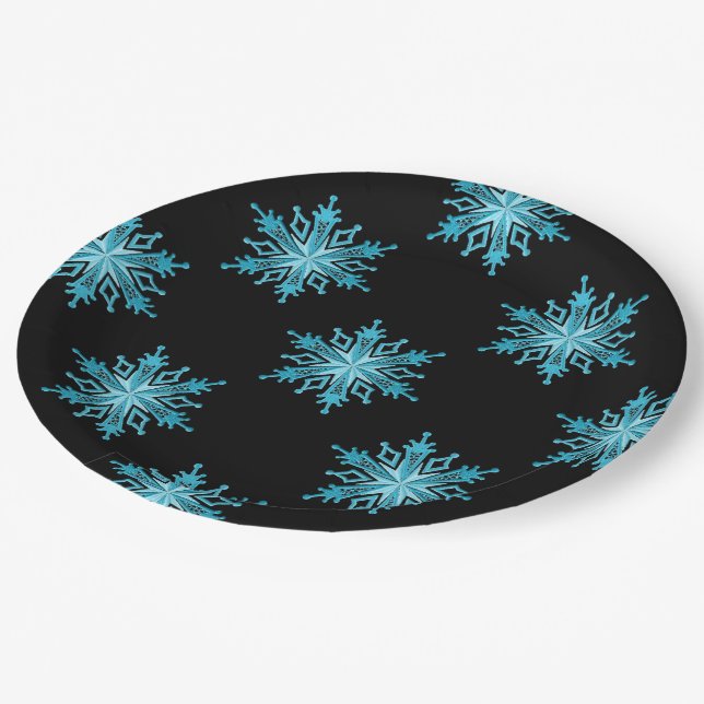 Prato De Papel Placas de papel de Feriado de Neve Azul-Gelo (Inclinado)